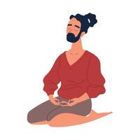 homem em meditação de ioga vetor