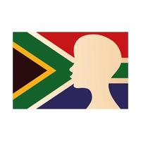 bandeira da áfrica do sul com silhueta de pessoa vetor