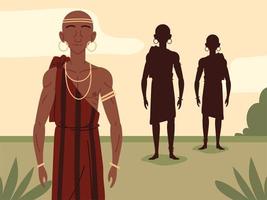 homens africanos aborígenes vetor