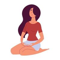 mulher praticando meditação vetor