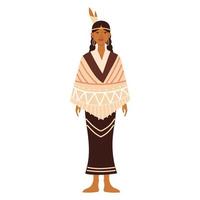 mulher nativa indígena vetor