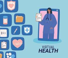 pôster virtual de saúde vetor