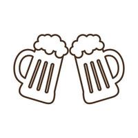 projeto de vetor de ícone de estilo de linha de copos de cerveja