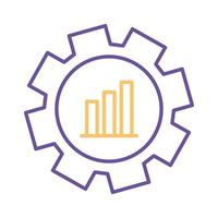 gráfico de barras em design de vetor de ícone de estilo de linha de engrenagem