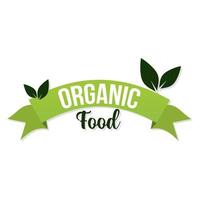 letras de alimentos orgânicos com folhas em fundo branco vetor