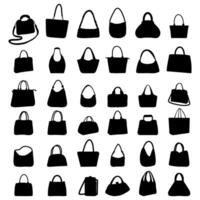 coleção do silhuetas do mulheres bolsas vetor ilustração