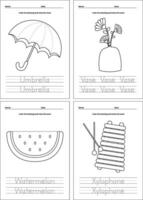 plano Projeto vetor imprimível coloração página planilha para crianças atividade caligrafia prática