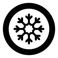 floco de neve ícone dentro círculo volta Preto cor vetor ilustração imagem sólido esboço estilo