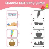 Coincidindo sombra jogos para crianças. encontrar a corrigir sombra. planilha para miúdo. imprimível atividade página para crianças. Aprendendo jogo. vetor arquivo.