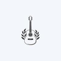 ai gerado natural eco guitarra logotipo guitarra folha natural logotipo vetor ícone ilustração Projeto.