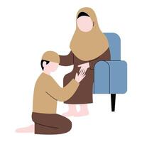muçulmano filho pede desculpas para mãe vetor
