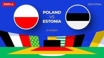 Polônia vs Estônia futebol 2024 corresponder. futebol 2024 Pague campeonato Combine versus equipes introdução esporte fundo, campeonato concorrência final poster, plano estilo vetor ilustração