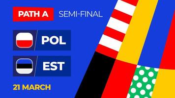 Polônia vs Estônia futebol 2024 corresponder. futebol 2024 Pague campeonato Combine versus equipes introdução esporte fundo, campeonato concorrência final poster, plano estilo vetor ilustração