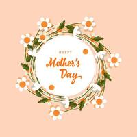 feliz mães dia cumprimento cartão com floral decoração vetor