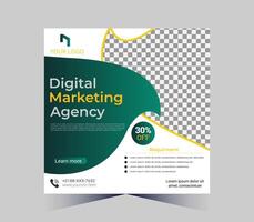 digital marketing agência folheto modelo com amarelo e cinzento cor esquema vetor