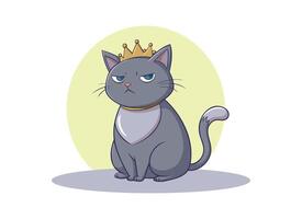 uma desenho animado gato vestindo uma coroa vetor