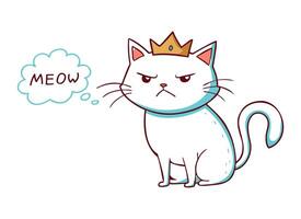 uma desenho animado gato com uma coroa em Está cabeça vetor