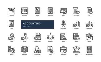 contabilidade economia finança o negócio companhia dinheiro relatório detalhado esboço linha ícone conjunto vetor