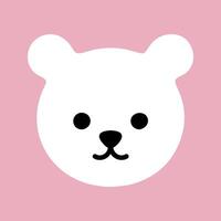 cabeça do polar branco pequeno urso. vetor crianças fofa desenho animado personagem ilustração em Rosa fundo. animal impressão em uma infantil camiseta. logotipo para Bêbês produtos e brinquedos.