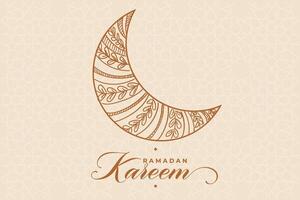 ramadã, eid al-fitr, islâmico calendário fundo cumprimento cartão com crescente lua decoração vetor