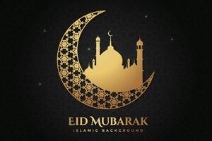 luxuoso eid al-fitr, Ramadhan feriado decoração cumprimento cartão vetor