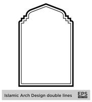 islâmico arco Projeto Duplo linhas esboço linear Preto acidente vascular encefálico silhuetas Projeto pictograma símbolo visual ilustração vetor