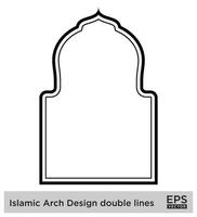 islâmico arco Projeto Duplo linhas esboço linear Preto acidente vascular encefálico silhuetas Projeto pictograma símbolo visual ilustração vetor