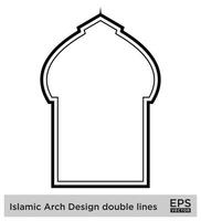 islâmico arco Projeto Duplo linhas esboço linear Preto acidente vascular encefálico silhuetas Projeto pictograma símbolo visual ilustração vetor