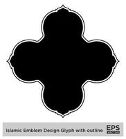 islâmico emblema Projeto glifo com esboço Preto preenchidas silhuetas Projeto pictograma símbolo visual ilustração vetor