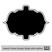islâmico quadro, Armação Projeto glifo com esboço Preto preenchidas silhuetas Projeto pictograma símbolo visual ilustração vetor