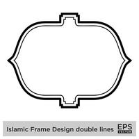 islâmico quadro, Armação Projeto Duplo linhas Preto acidente vascular encefálico silhuetas Projeto pictograma símbolo visual ilustração vetor