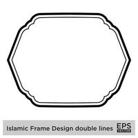 islâmico quadro, Armação Projeto Duplo linhas Preto acidente vascular encefálico silhuetas Projeto pictograma símbolo visual ilustração vetor
