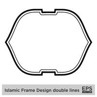 islâmico quadro, Armação Projeto Duplo linhas Preto acidente vascular encefálico silhuetas Projeto pictograma símbolo visual ilustração vetor