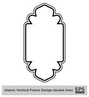 islâmico vertical quadro, Armação Projeto Duplo linhas Preto acidente vascular encefálico silhuetas Projeto pictograma símbolo visual ilustração vetor