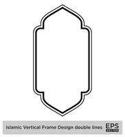 islâmico vertical quadro, Armação Projeto Duplo linhas Preto acidente vascular encefálico silhuetas Projeto pictograma símbolo visual ilustração vetor