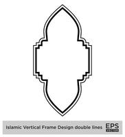 islâmico vertical quadro, Armação Projeto Duplo linhas Preto acidente vascular encefálico silhuetas Projeto pictograma símbolo visual ilustração vetor