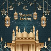 Ramadã kareem eid Mubarak islâmico saudações, Ramadã kareem cartão modelo, islâmico celebração eid ul fitar cartão vetor