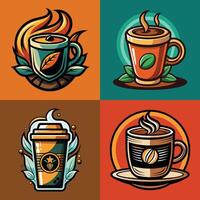 café copo ícones conjunto dentro desenho animado estilo. vetor ilustração.