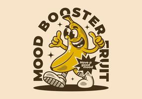 humor reforço fruta. mascote personagem ilustração do caminhando banana vetor