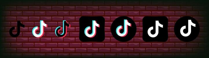 coleção do Preto tik tok ícones. social meios de comunicação logotipo. linha arte e plano estilo isolado em branco fundo. vetor linha ícone para o negócio e publicidade