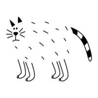 simples abstrato triste gato rabisco ilustração. gordo animal clipart. engraçado elemento para impressão projeto, logotipo, embalagem. vetor mão desenhado imagem isolado em branco fundo. quadrinho desenho.