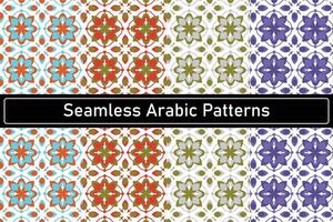 conjunto do árabe padrões com flores vetor