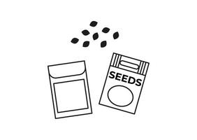 linear papel bolsas com sementes. rabiscos, ícones, sinais, símbolos. agricultura e plantio. futuro colheita. vetor