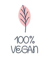 rótulo 100 por cento vegano vetor