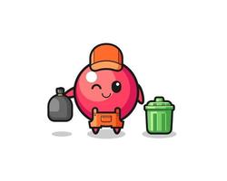 o mascote do lindo cranberry como coletor de lixo vetor