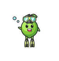 o personagem de desenho animado do mergulhador de limão vetor