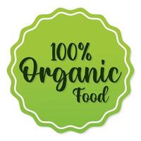 Letras com 100% de alimentos orgânicos em um selo