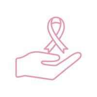 fita de câncer de mama sobre desenho vetorial de ícone de estilo de linha à mão vetor
