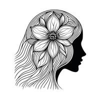 uma lindo vetor ilustração do uma mulher cabeça silhueta com uma flor dentro.