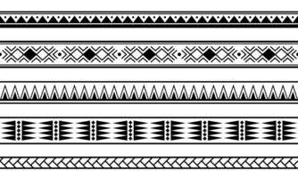 conjunto de borda de pulseiras de tatuagem polinésia maori. vetor de padrão sem emenda de manga tribal.